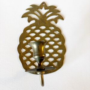 Vintage Solid Brass Pineapple Wall Sconce Candle Holder 8.5" Tall Colonial Style